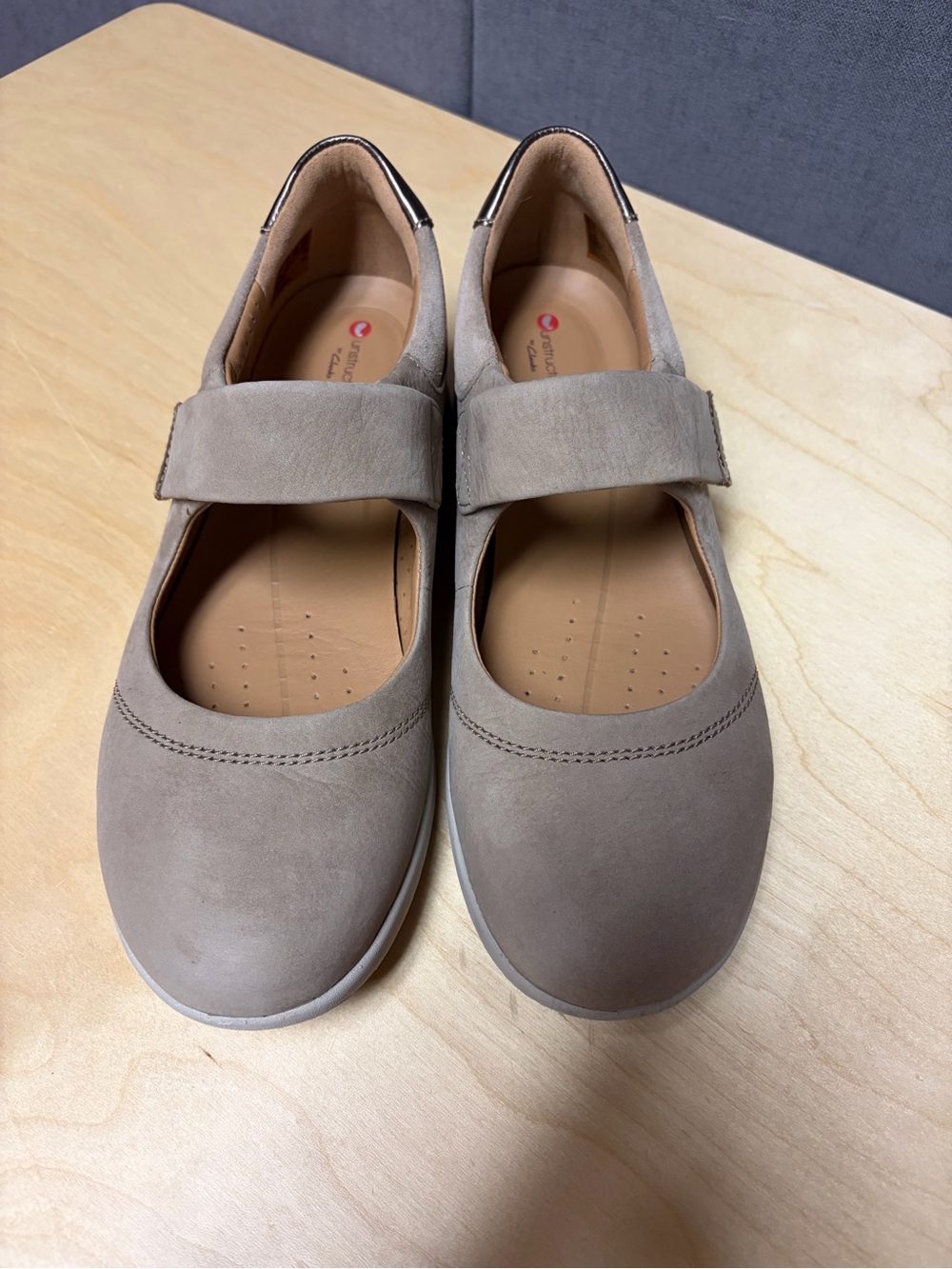Clarks Taupe Mary Jane Flats